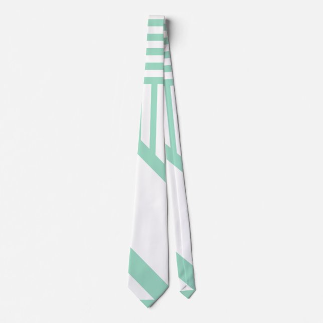 Triangle stripes - Mint Green and White Tie (Front)