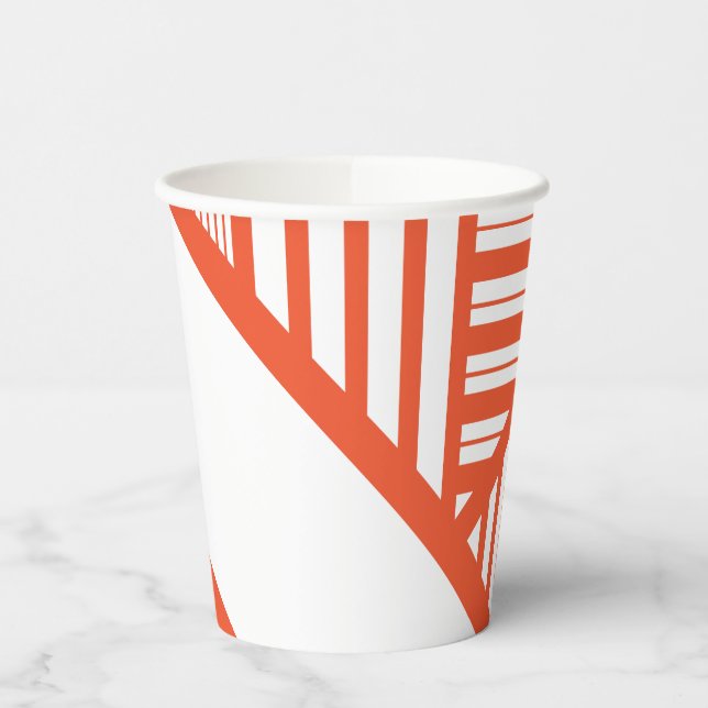Triangle stripes - Orange and White Paper Cups (Left)