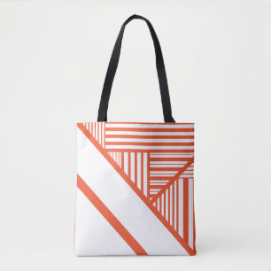 Triangle stripes - Orange and White Tote Bag
