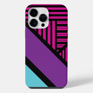 Triangle Stripes - Pink, Purple, Blue and Black iPhone 14 Pro Max Case