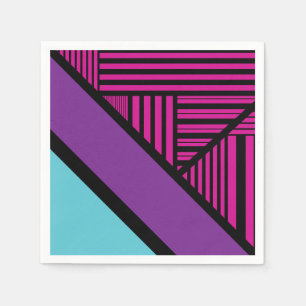 Triangle Stripes - Pink, Purple, Blue and Black  Napkin