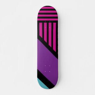 Triangle Stripes - Pink, Purple, Blue and Black  Skateboard