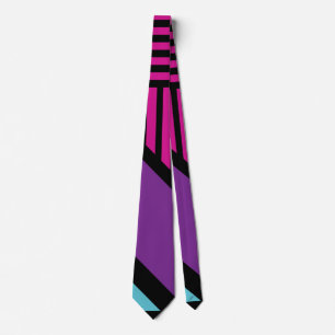 Triangle Stripes - Pink, Purple, Blue and Black Tie