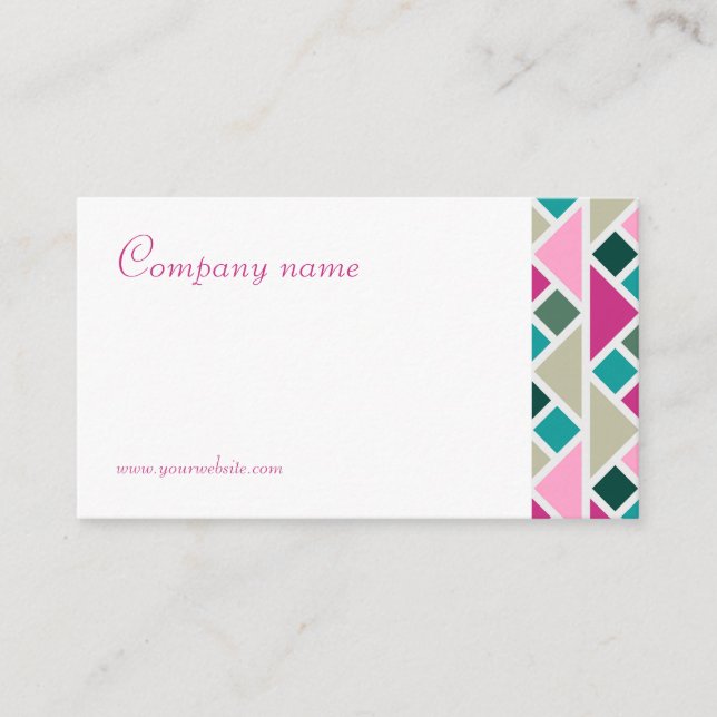Triangle  turquoise fuchsia QR Business Card (Front)