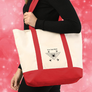 Triangle Web Red Marked Black Widow Spiders Tote Bag