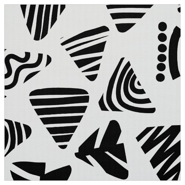 Triangles 240121 - Black and White Fabric (Swatch)