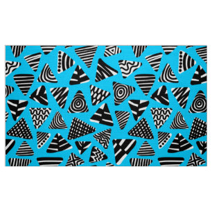 Triangles 240121 - Black and White on Sky Blue Fabric