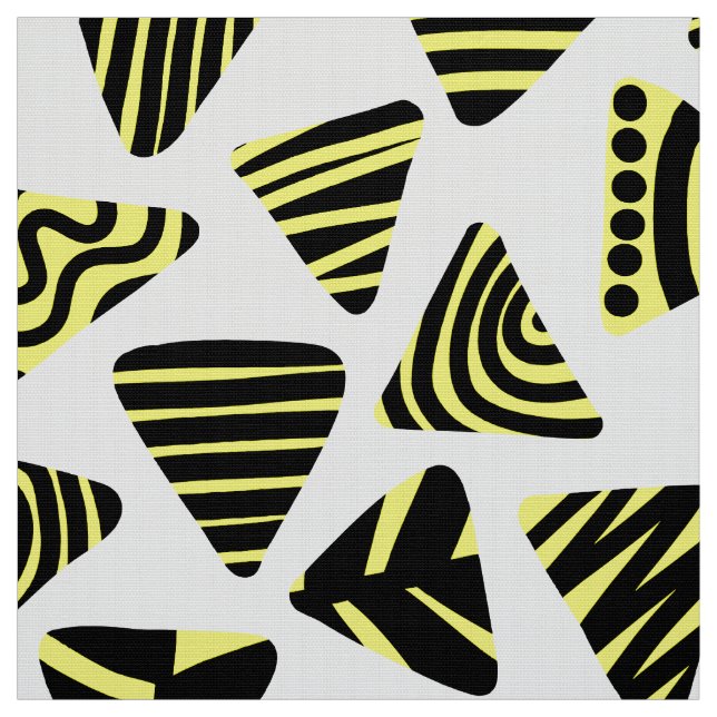 Triangles 240121 - Black and Yellow on White Fabric (Swatch)
