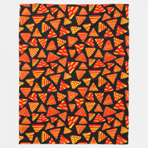 Triangles 240121 - Red and Yellow on Black Fleece Blanket