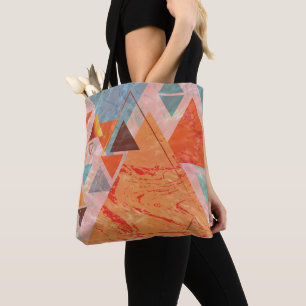 Triangles abstract geometric colour block pattern tote bag