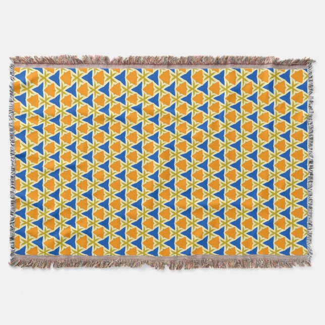 Triangles and Stars Colourful Throw Blanket (Front)