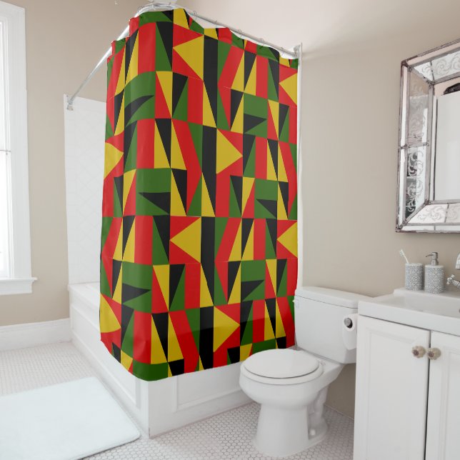 Triangles Black History  Shower Curtain (In Situ)