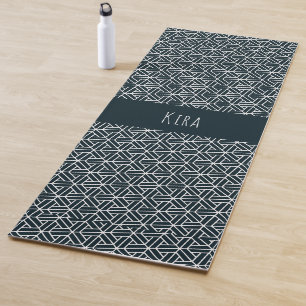Triangles Blue White Minimal Pattern Yoga Mat