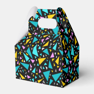Triangles blue yellow colours on black background favour box