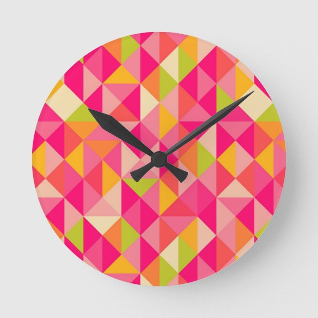 Triangles geometrical pattern round clock (Front)