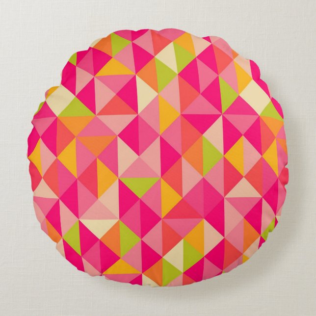 Triangles geometrical pattern round cushion (Front)