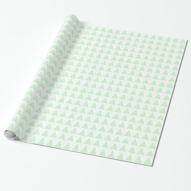 Triangles - Ghost Green on White Wrapping Paper (Unrolled)