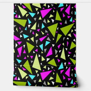 Triangles green crimson colours on black backgroun wallpaper