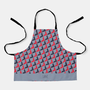 Triangles Grey Red Minimal Pattern Apron
