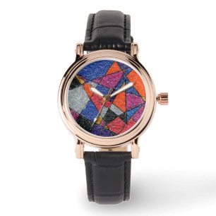 Triangles in multi-coloured metallic colour cells watch