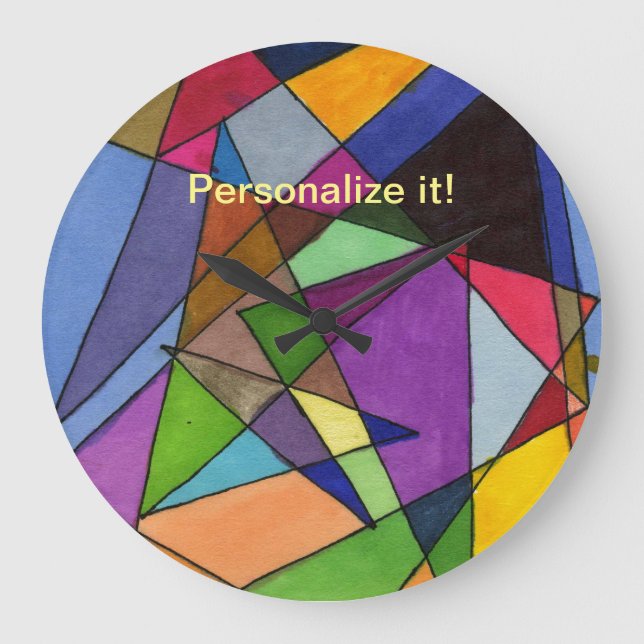 Triangles in multi-coloured profusion large clock (Front)
