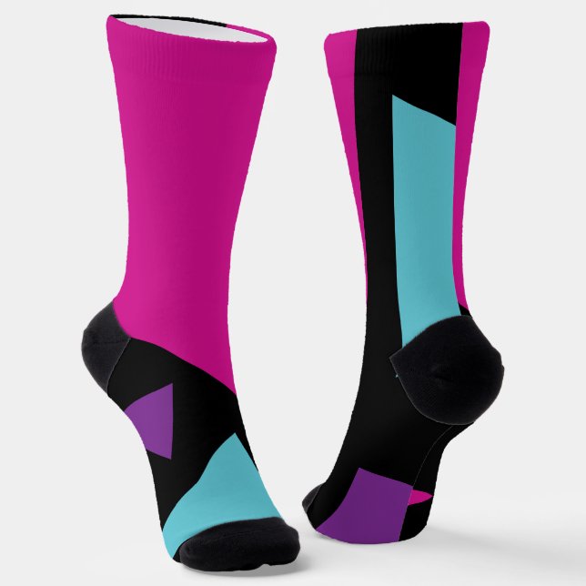 Triangles in Pink, Purple, Blue and Black Socks (Angled)