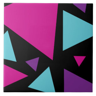 Triangles in Pink, Purple, Blue and Black Tile