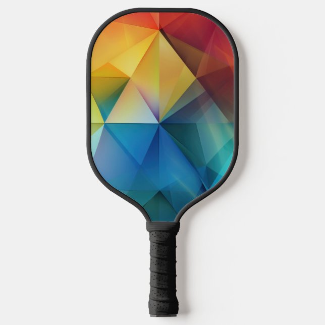 Triangles in rainbow colours  pickleball paddle (Front)
