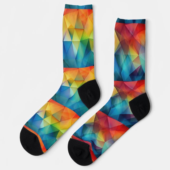 Triangles in rainbow colours socks (Left)