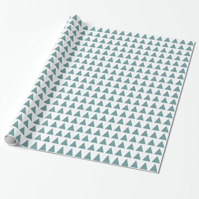 Triangles - Ocean Green on White Wrapping Paper (Unrolled)