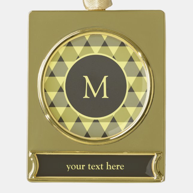 Triangles Pattern Gold Plated Banner Ornament (Front)