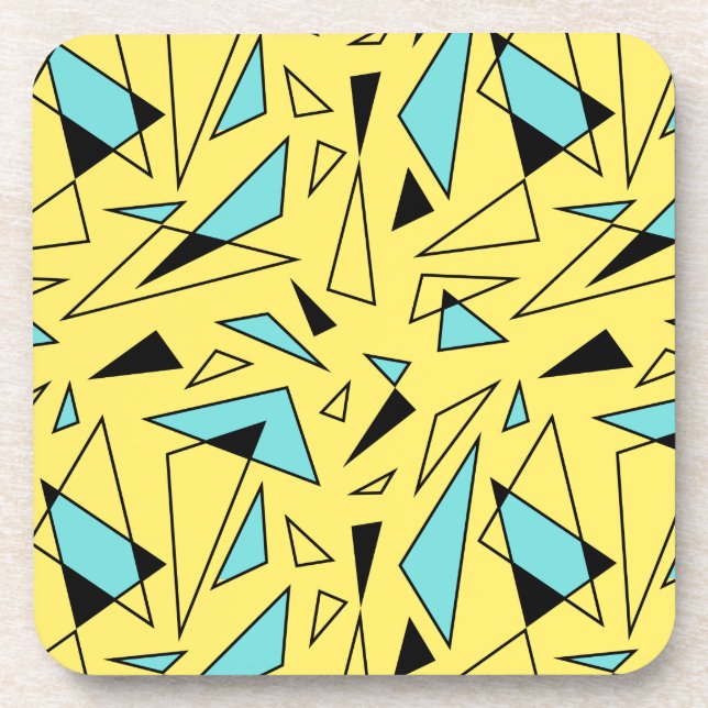 Triangles Pattern - Yellow & Turquoise Coaster (Front)
