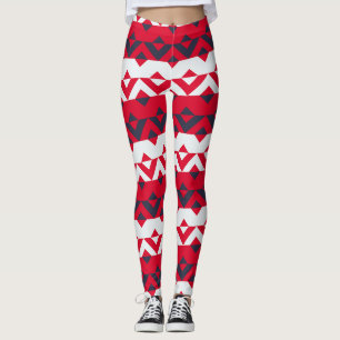 Triangles Red Blue Minimal Pattern Leggings