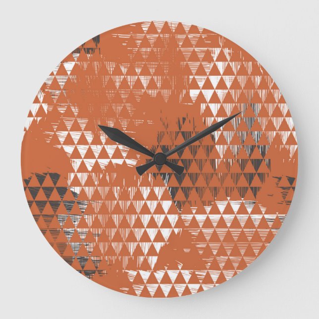 Triangles Seamless: Orange Background Large Clock (Front)