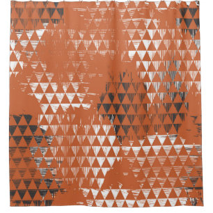 Triangles Seamless: Orange Background Shower Curtain