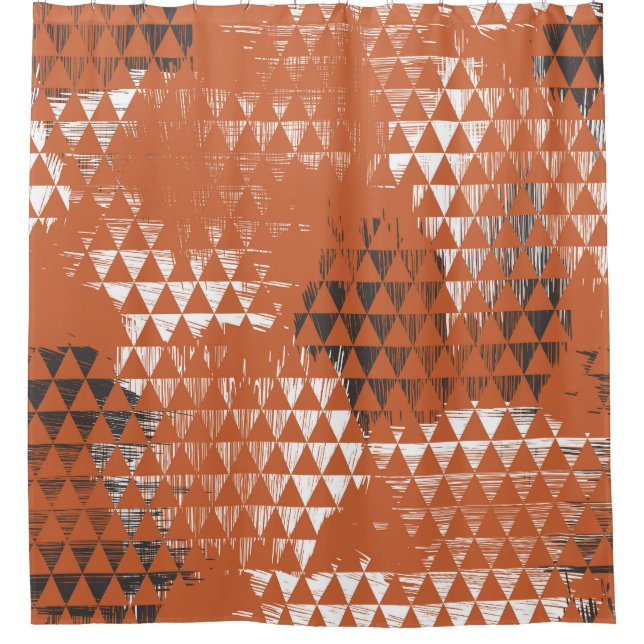 Triangles Seamless: Orange Background Shower Curtain (Front)