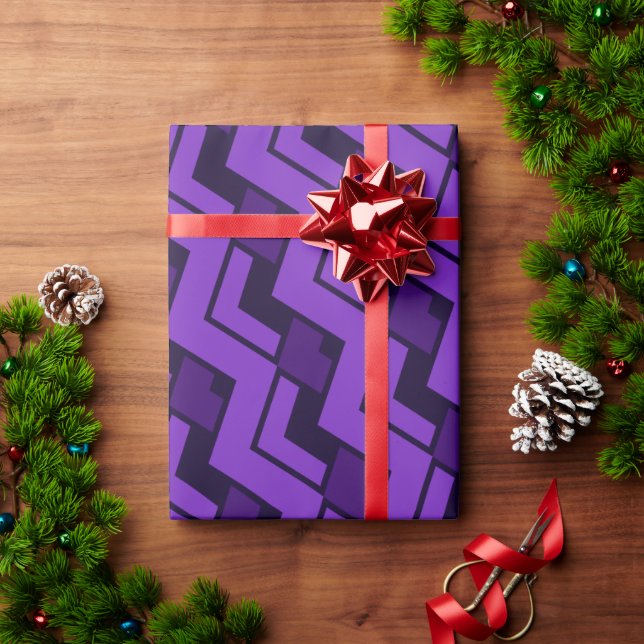 Triangles Violet Black Minimal Pattern Wrapping Paper (Holiday Gift)