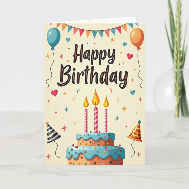 Triangular Bunting Party Card (Front)