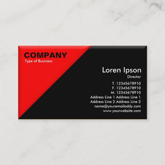 Triangular Corner - 3d Effect - Red and Black Business Card (Front)