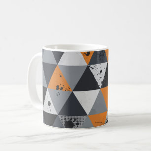 Triangular Design in Orange, Black, and Grey Coffee Mug