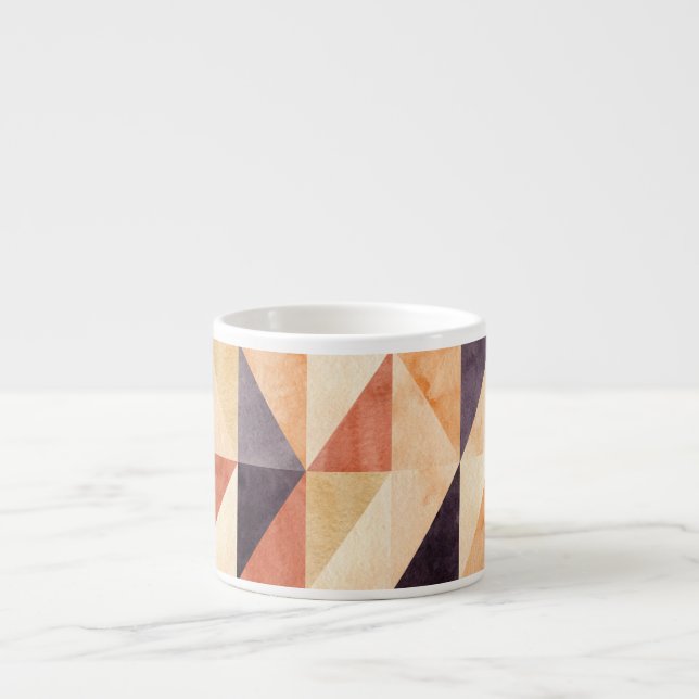 Triangular Mosaic Watercolor Earthy Pattern Espresso Cup (Front)