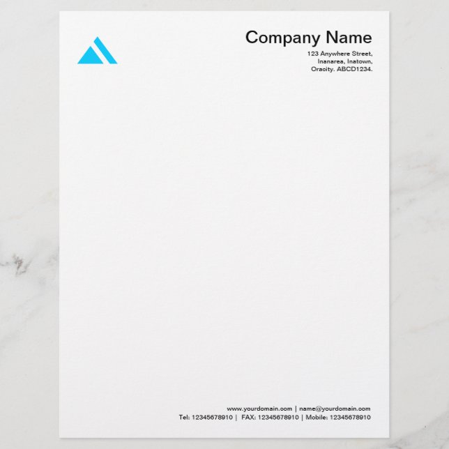 Triangular Shape 03 - Sky Blue Personalized Letterhead (Front)