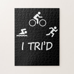 Triathlete Biking Running Swimming Triathlon T-Shi Jigsaw Puzzle