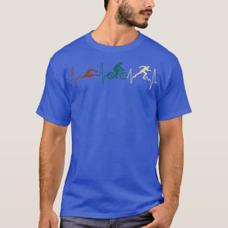 Triathlete Cycling Running Swimming Heartbeat Tria T-Shirt