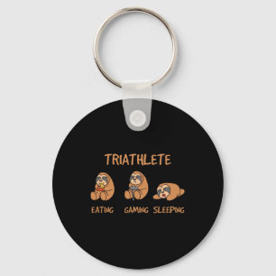 Triathlete Funny Gaming Sloth Playing Video Game N Key Ring