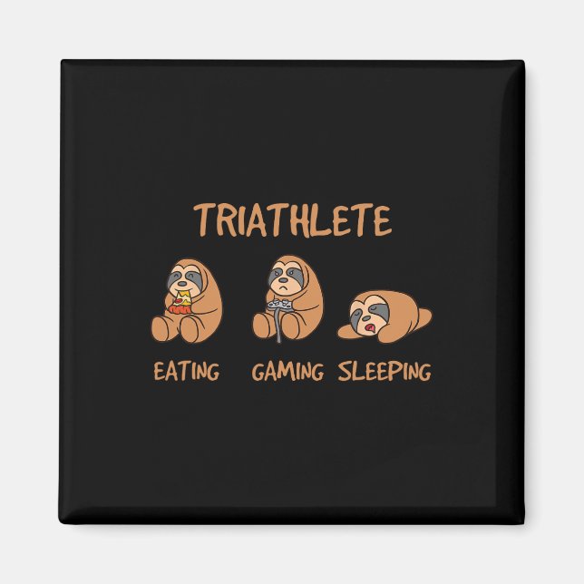 Triathlete Funny Gaming Sloth Playing Video Game N Magnet (Front)