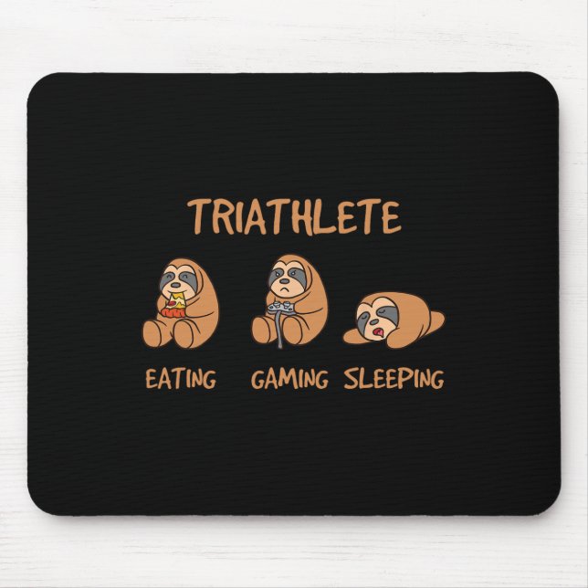 Triathlete Funny Gaming Sloth Playing Video Game N Mouse Pad (Front)