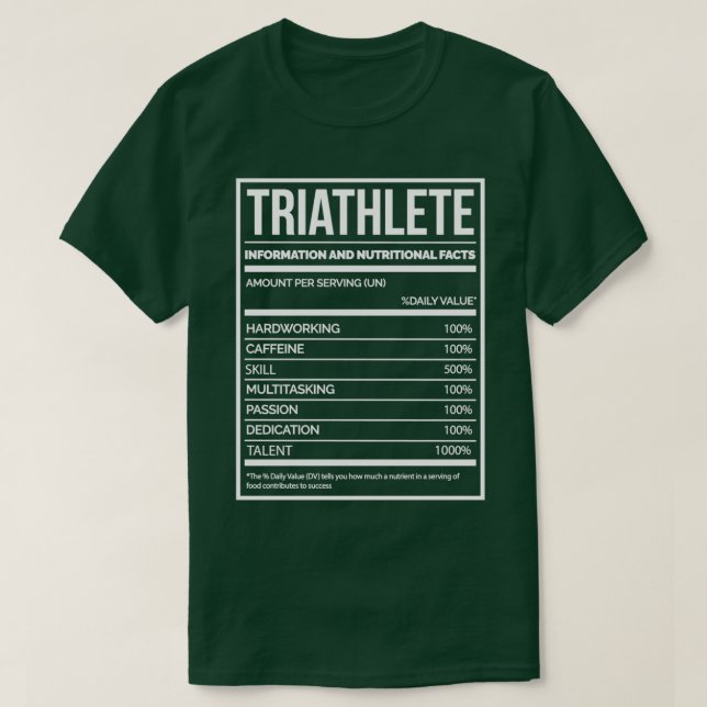 Triathlete Funny Triathlon Nutrition Label for Wom T-Shirt (Design Front)