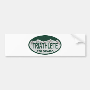 Triathlete license oval bumper sticker