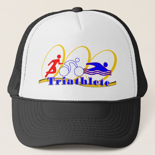 Triathlete SWIM RUN BIKE Trucker Hat (Front)